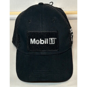 NASCAR Mobil 1 Racing Advance Auto Part Black Mesh Trucker Hat Strap Patch NWT